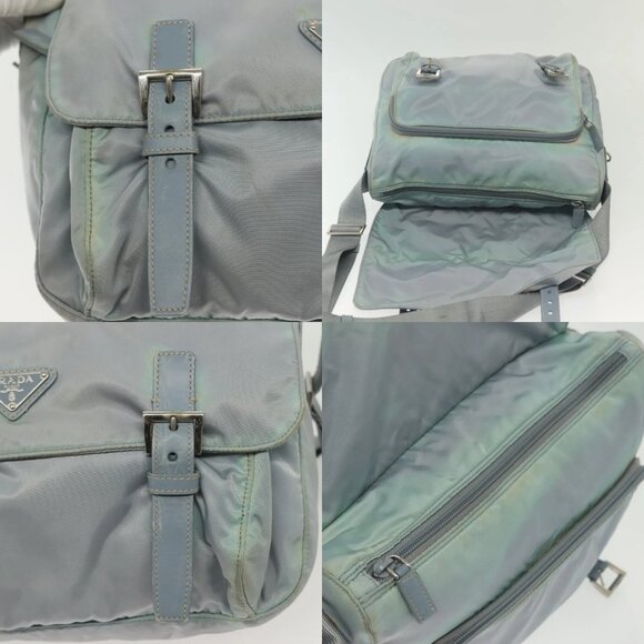 PRADA Shoulder Bag Nylon Light Blue Silver Auth ki5926 - Picture 13 of 15